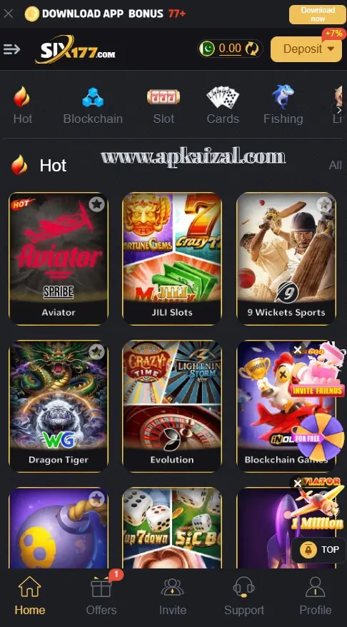 SIX177 Game  Main Interface
