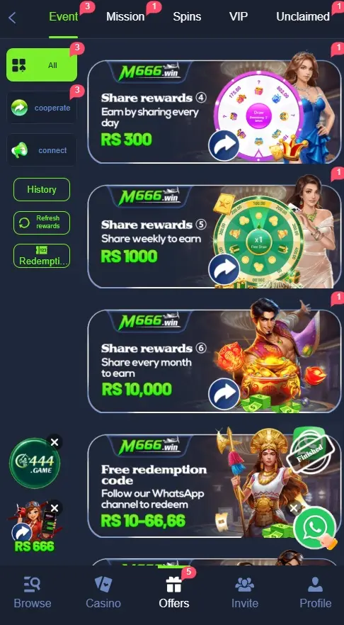 Different Bonuses in M666 Game